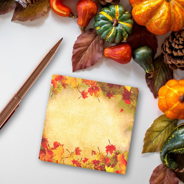 Post-it® Automne Feuilles sur vieux Arrière - plan papier (Créateur téléchargé)
