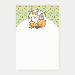 Post-it® Automne Pembroke Welsh Corgi (rouge 1) Citrouille
