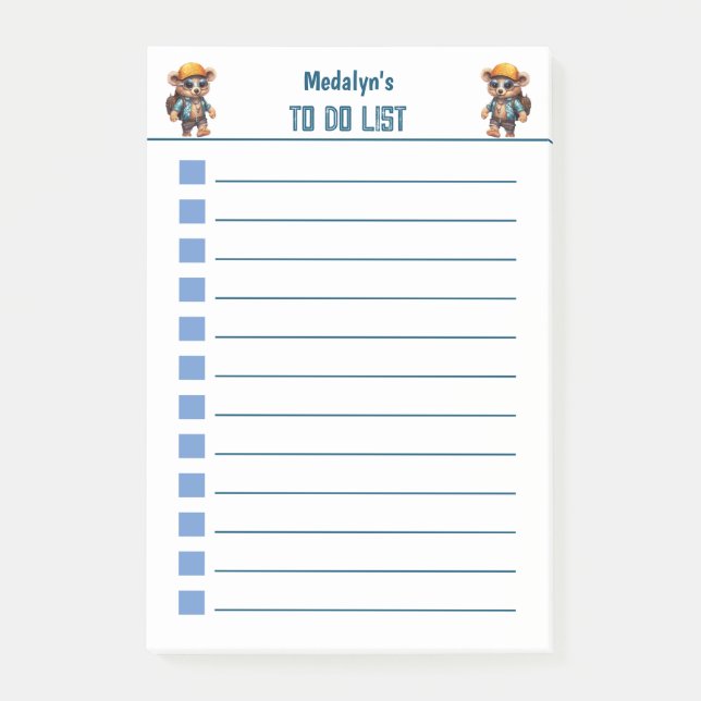 Post-it® Aventures Ensoleillées avec Ourson Plage - Prêt po (Devant)