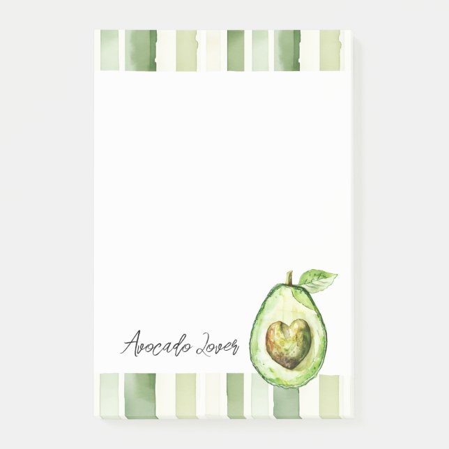Post-it® Avocado Heart Green Stripes (Devant)