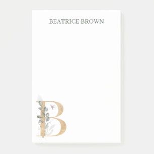 Post-it® B Monogramme Floral Notes post-it personnalisées
