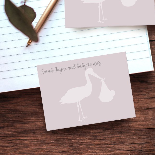 Post-it® Baby shower de cigogne rose moderne Publier des no (Créateur téléchargé)
