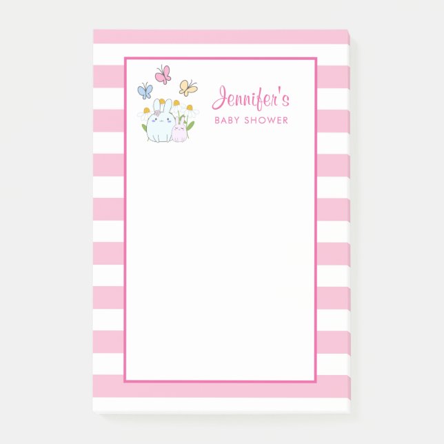 Post-it® Baby shower lapins, papillons et marguerites (Devant)