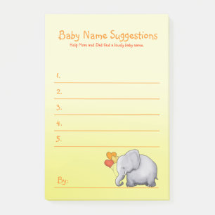 Post-it® Baby shower neutre à l'éléphant mou Nom proposé
