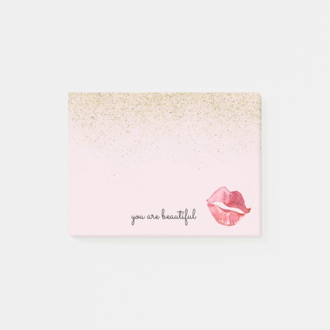 Post-it® Baiser fascinant d'aquarelle d'or vous êtes beaux (Devant)
