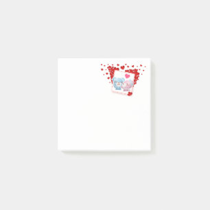 Post-it® Baisers avec coeur d'amour rouge tout autour