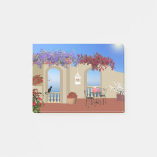 Post-it® Balcon À L'Extérieur Fleurs Table Tranquillité Bor