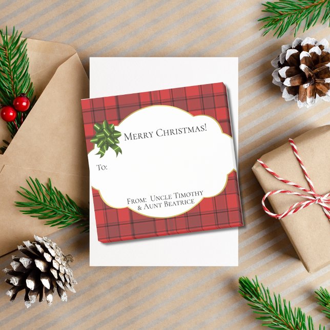 Post-it® Balise cadeau Festive de vacances Rouge Tartan noi (Créateur téléchargé)
