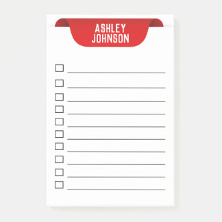 Post-it® Balise de nom du ruban rouge personnalisé
