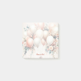 Post-it® Ballons floraux de Pêche blanche colorée Élégante 