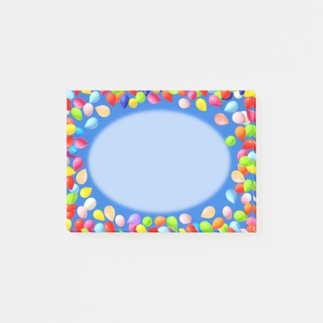 Post-it® Ballons multicolores sur bleu clair (Devant)