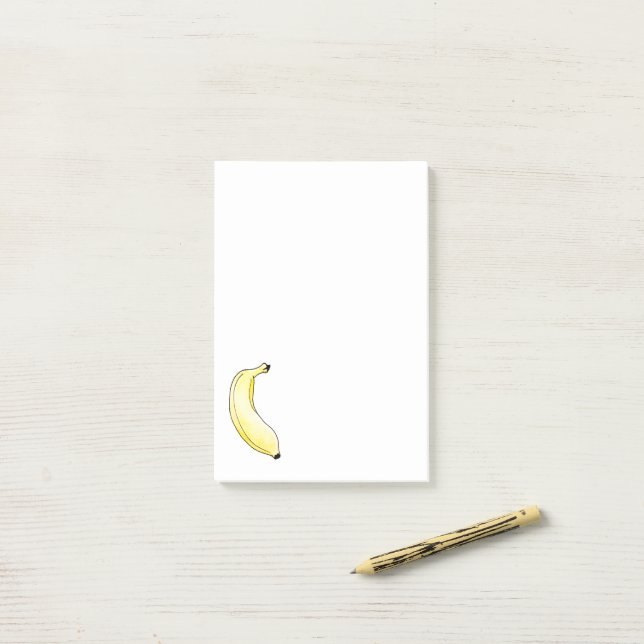 Post-it® banane aquarelle (Sur un bureau)