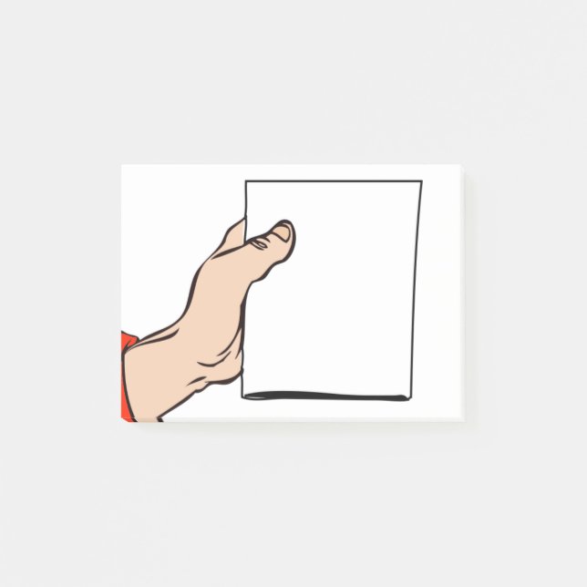 Post-it® Bande dessinée d'une main tenant une note (Devant)