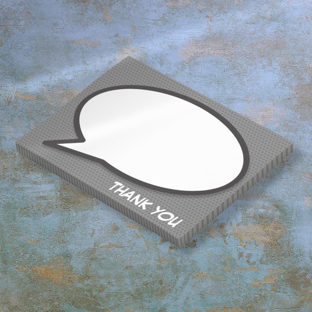 Post-it® Bande dessinée en noir et blanc Discours Bubble Me (Black and White Comic Book Speech Bubble Thank You Post-it Notes)