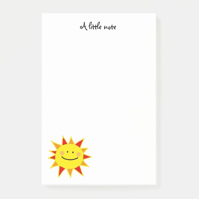Post-it® bande dessinée heureuse jaune mignonne du soleil (Devant)