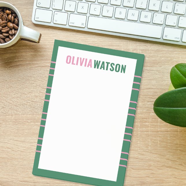 Post-it® Bande personnalisée enseignant papeterie Appréciat (Stripe Personalized Name Teacher Appreciation Gift Post-it Notes)