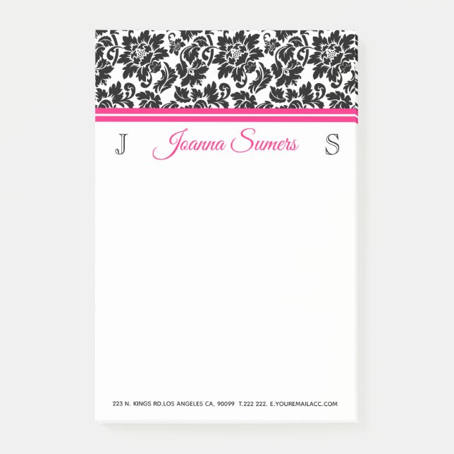 Post-it® Bande rose noire Damask (Devant)