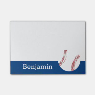 Post-it® Base-ball avec le nom fait sur commande - bleu