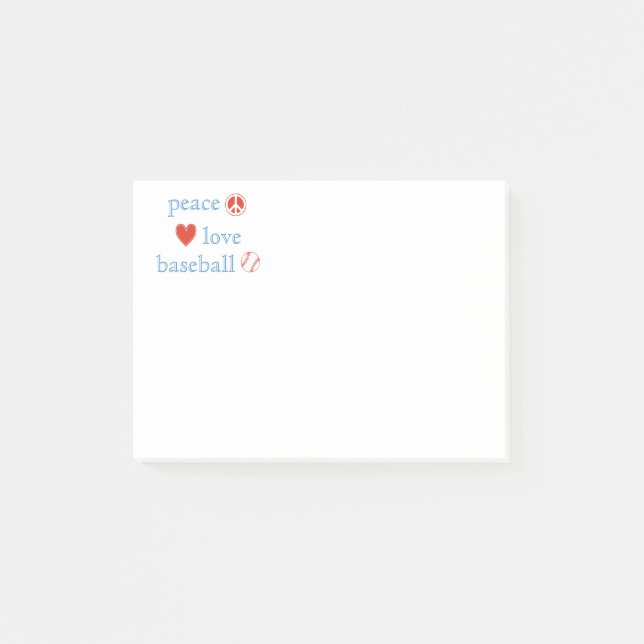Post-it® Baseball Peace Love (Devant)