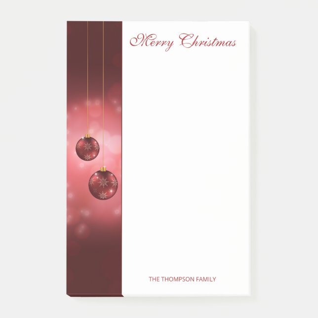 Post-it® Baubles de Noël Festif Rouge Avec Texte Personnali (Devant)