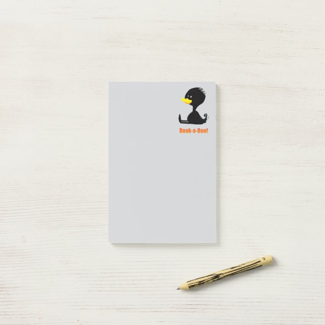 Post-it® Beak-a-Boo! Cute Cartoon Duck with Funny Pun (Sur un bureau)
