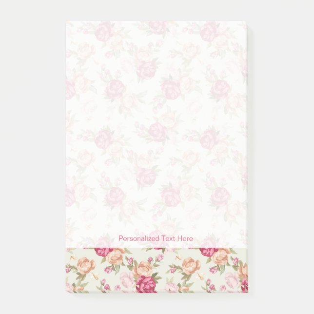 Post-it® Beau motif de pivoine couleur vert (Devant)