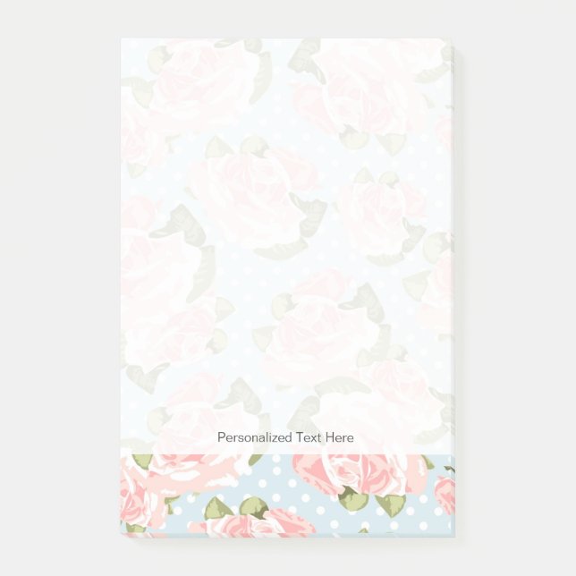 Post-it® Beau motif rose aux pois bleus (Devant)