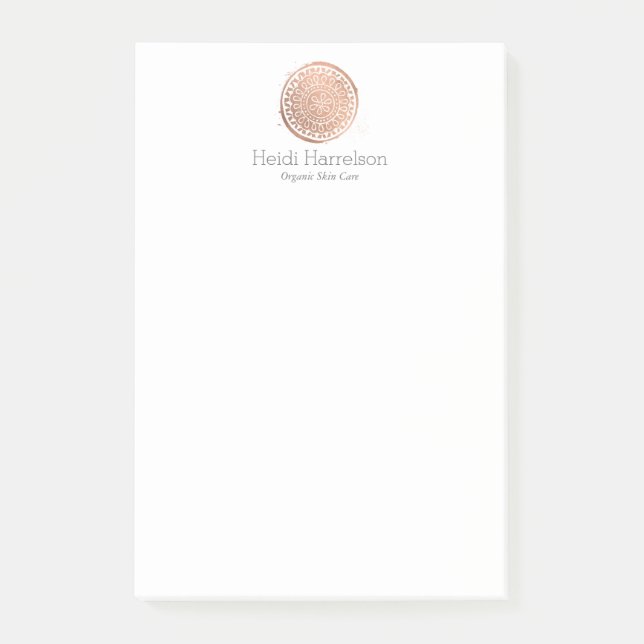 Post-it® Beauté élégante Mandala Logo Rose Gold Personnalis (Devant)