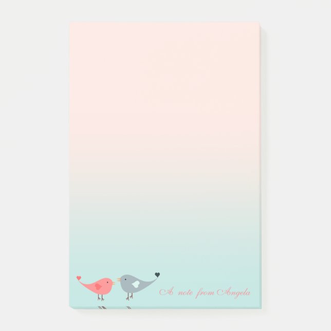 Post-it® Beaux Oiseaux Adorables En Amour (Devant)