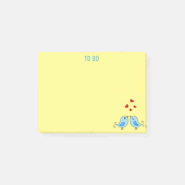 Post-it® Beaux petits oiseaux bleus Que faire sur le jaune (Devant)
