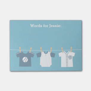 Post-it® Bébé garçon de baseball bleu et future maman