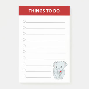 Post-it® Bel Éléphant Tenant un Cœur Choses à Faire