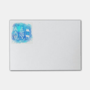 Post-it® Belle aquarelle Bleue Eau Surfboards art