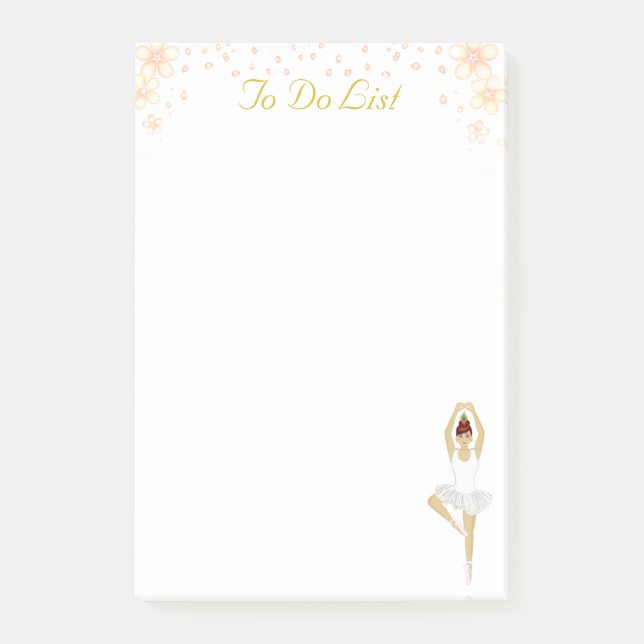 Post-it® Belle Danse de Ballet en Blanc & Fleurs à faire Li (Devant)