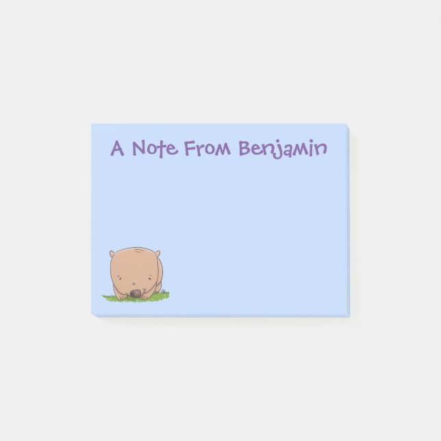Post-it® Belle illustration de dessin animé de bébé wombat (Devant)
