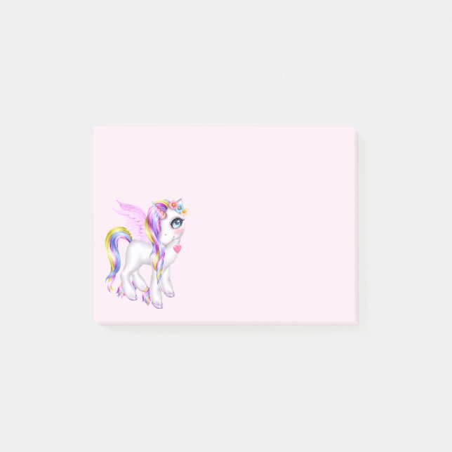 Post-it® Belle licorne avec Rainbow Mane & Tail (Devant)