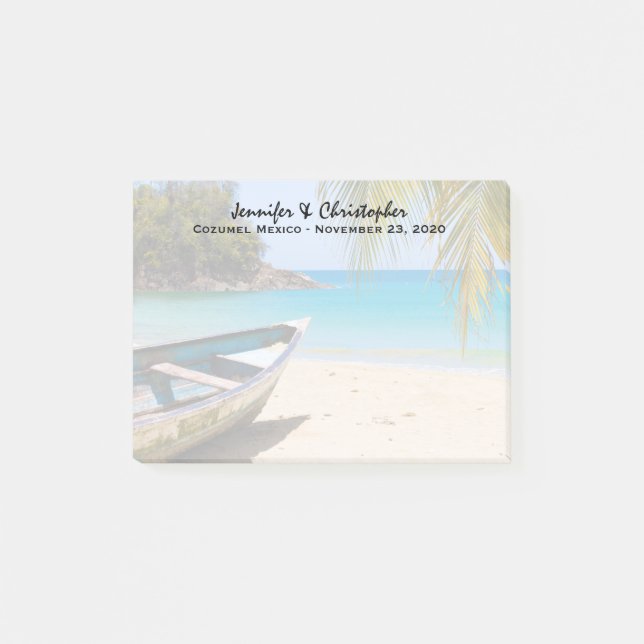 Post-it® Belle plage tropicale avec un Mariage en bateau (Devant)