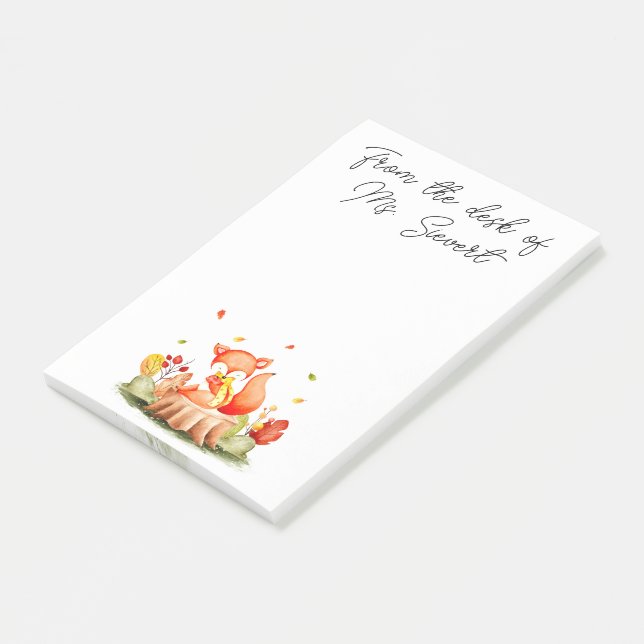 Post-it® Belle Renard d'automne Post-it Notes (Incliné)