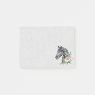 Post-it® Belle tête de cheval noir Portrait d'aquarelle