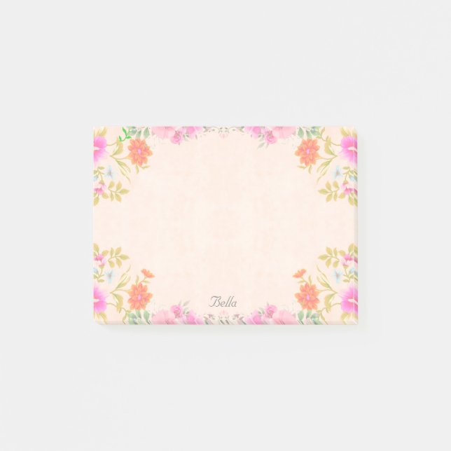 Post-it® Belles fleurs en couleurs pastel (Devant)
