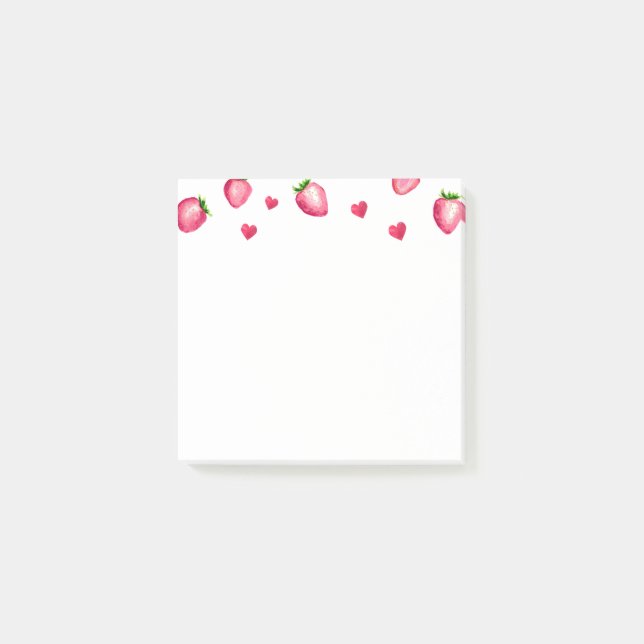 Post-it® Berry First Birthday Party Coeurs fraises (Devant)