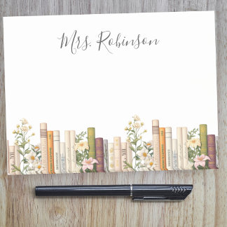 Post-it® Bibliothécaire Enseignant Livres et Fleurs Sauvage