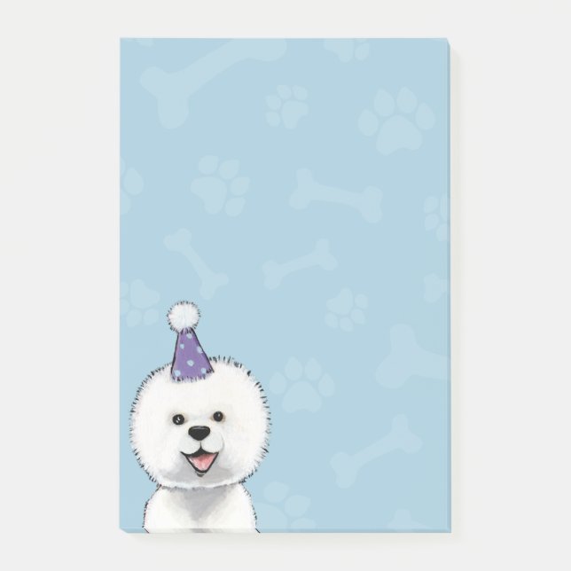 Post-it® Bichon mignon Frise utilisant un casquette de (Devant)
