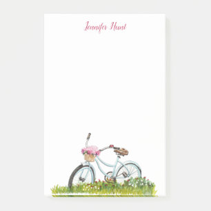 Post-it® Bicyclette personnalisée avec Bloc-notes à fleur
