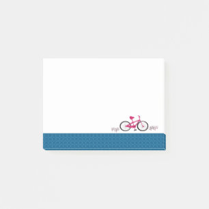 Post-it® Bicyclette rose Bleu Bordure à motifs