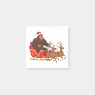 Post-it® Bigfoot conduisant un traîneau de Noël à travers l