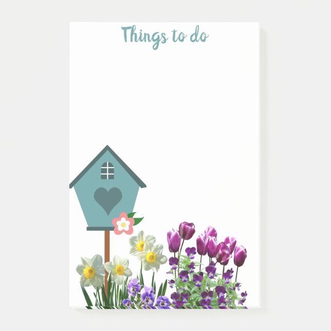 Post-it® Birdhouse in Flower Garden Les choses à faire (Devant)