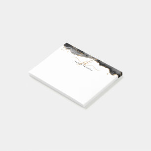 Post-it® Black Agate Geode Gold Parties scintillant Script