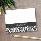 Black and White Elegant Damask Ajouter votre nom