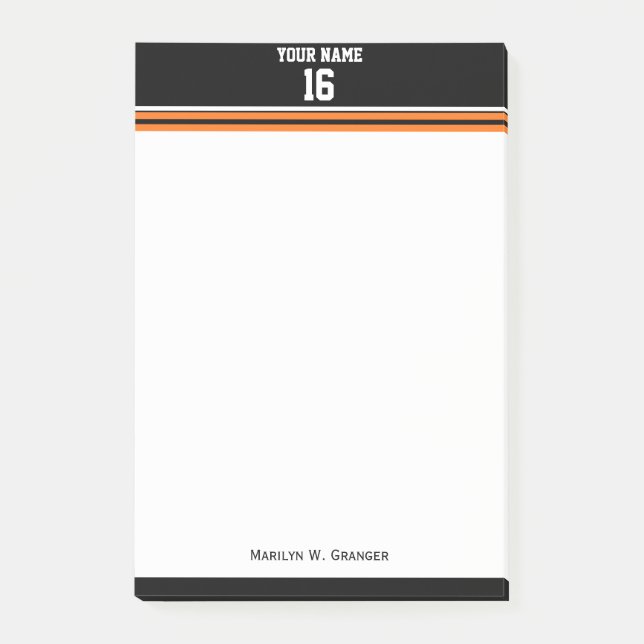 Post-it® Black avec Orange White Stripes Team Jersey (Devant)